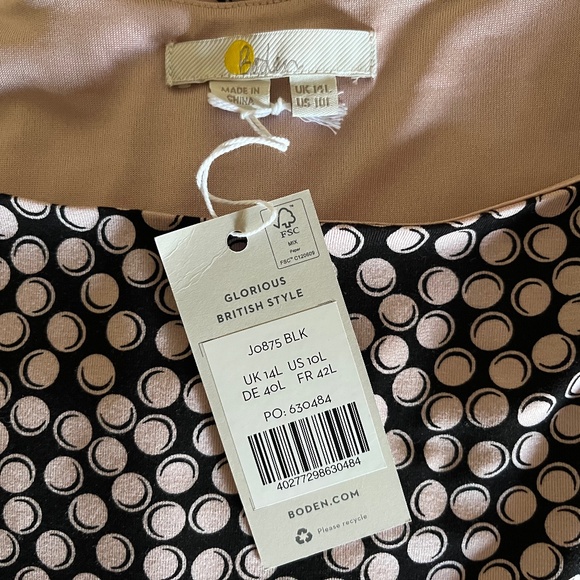 NWT Boden Nellie Jersey Dress 10L Black Bubbles - Picture 6 of 7